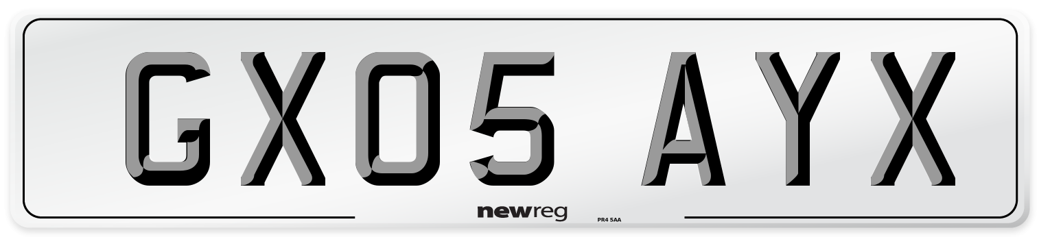 GX05 AYX Number Plate from New Reg